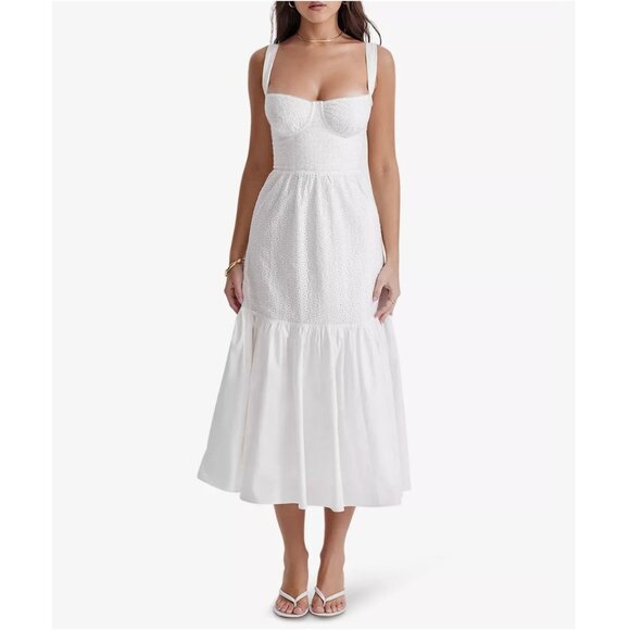 House of CB Dresses & Skirts - HOUSE OF CB Elia floral-print stretch-cotton midi dress in WHITE BRODERIE - XS